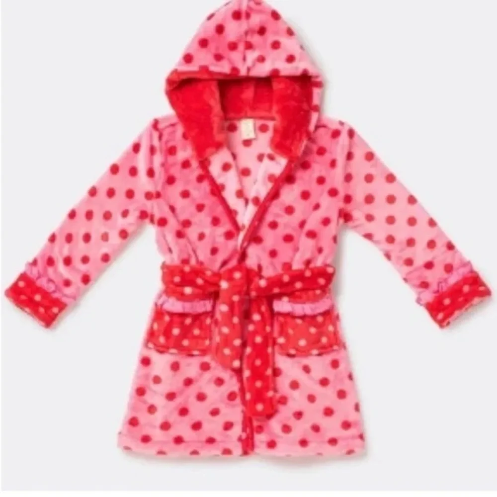 Matilda Jane Wonderment All Clean Fluffy Pink Polka Dot Bath Robe